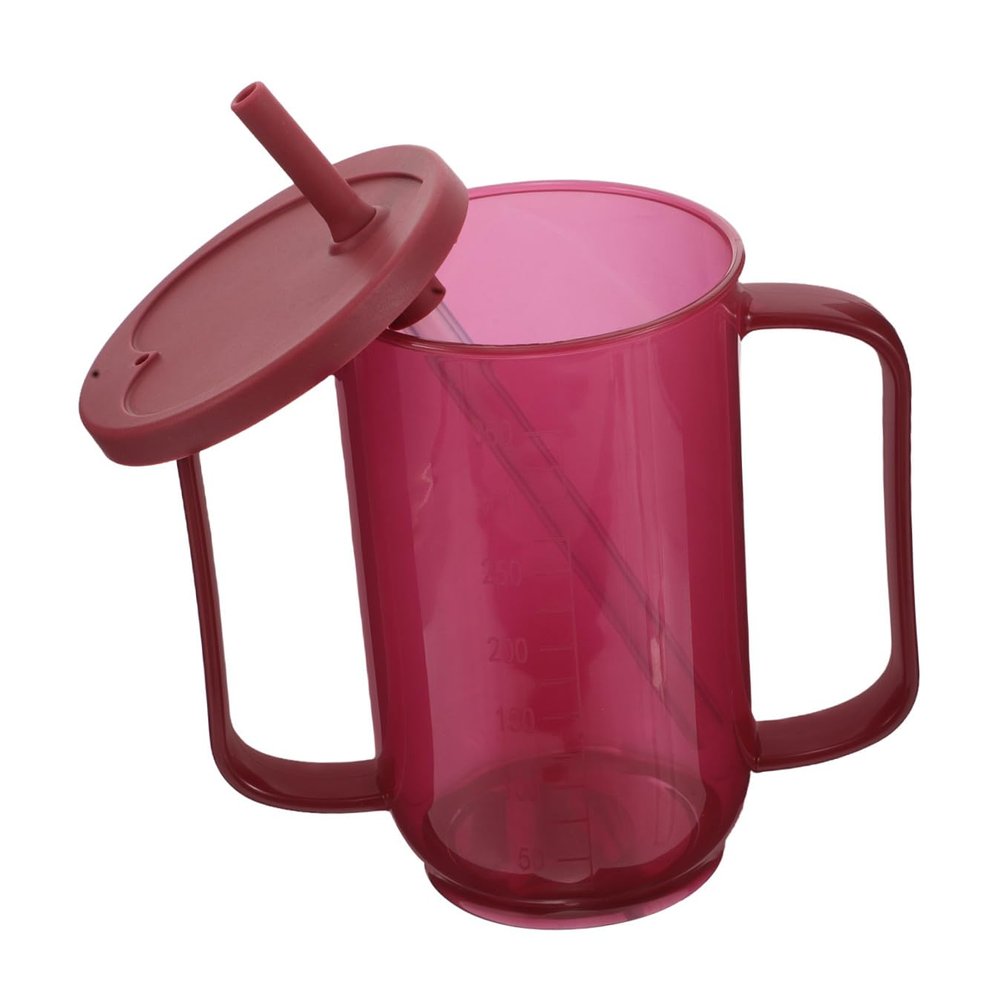SOESFOUFU Elderly Care Spill-proof Cup with Straw and Lid, 250ml Non-spill Feeding Cup for Seniors and Disabled Adults, Anti-choke Nursing Drinking Aid for Bedridden Patients