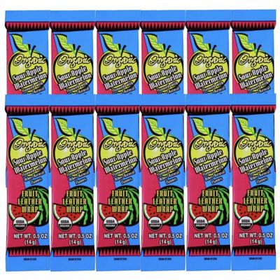 Trader Js Organic Sour Apple Watermelon Fruit Leather Wrap 0.5 oz (14g) - 12 PACK (Sour Apple Watermelon)