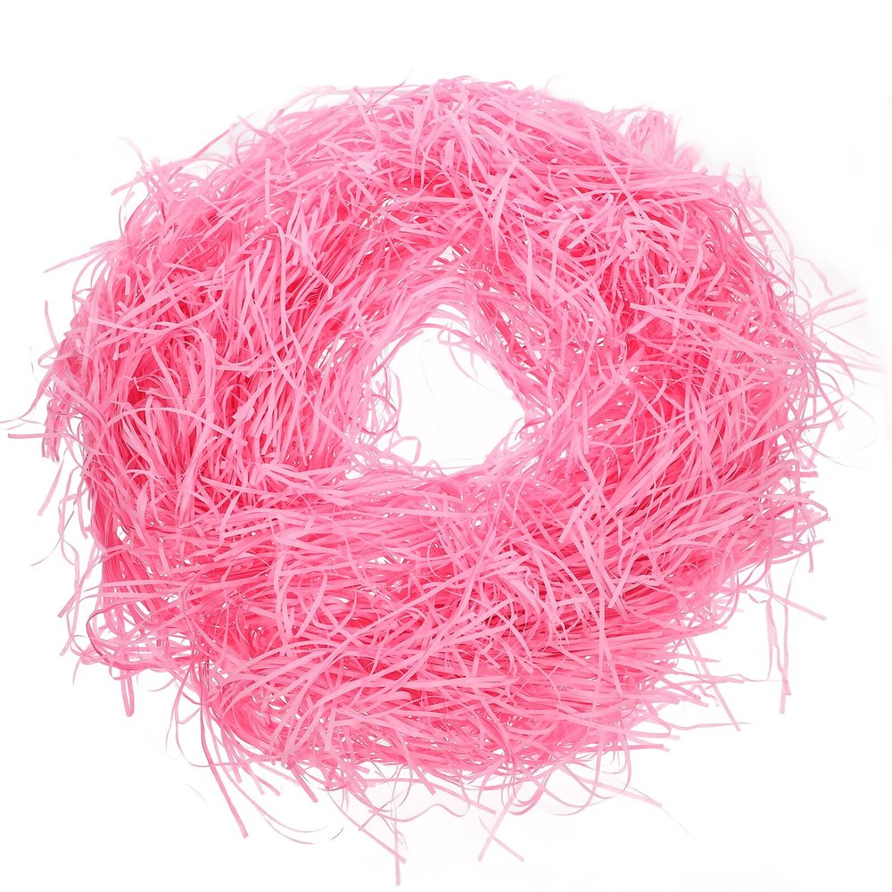 PAMINGONO Pink Raffia Grass Crinkle Cut Shredded Paper 500g Packing Box Filler for Basket Wrapping and Decorative Filling, Tissue Paper Shreds for Party, Wedding, and Holiday Supplies