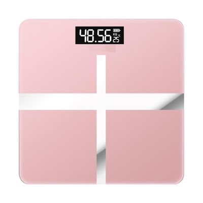 DOITOOL Digital Body Weight Scale USB Charging Home Weight Scale 26x26cm Rose Gold Cross Pattern Black Display for Household Use