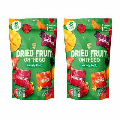 2 Pack - Dried Fruit Variety Pack 16 Snack Size Pouches (6.5 oz Each Pack) Assorted Mixed Dried Fruit Snacks Healthy Grab-and-Go Lunchbox Treats Travel Friendly Vegan Gluten Free Naturally Sweet Fruit Snack Bundle