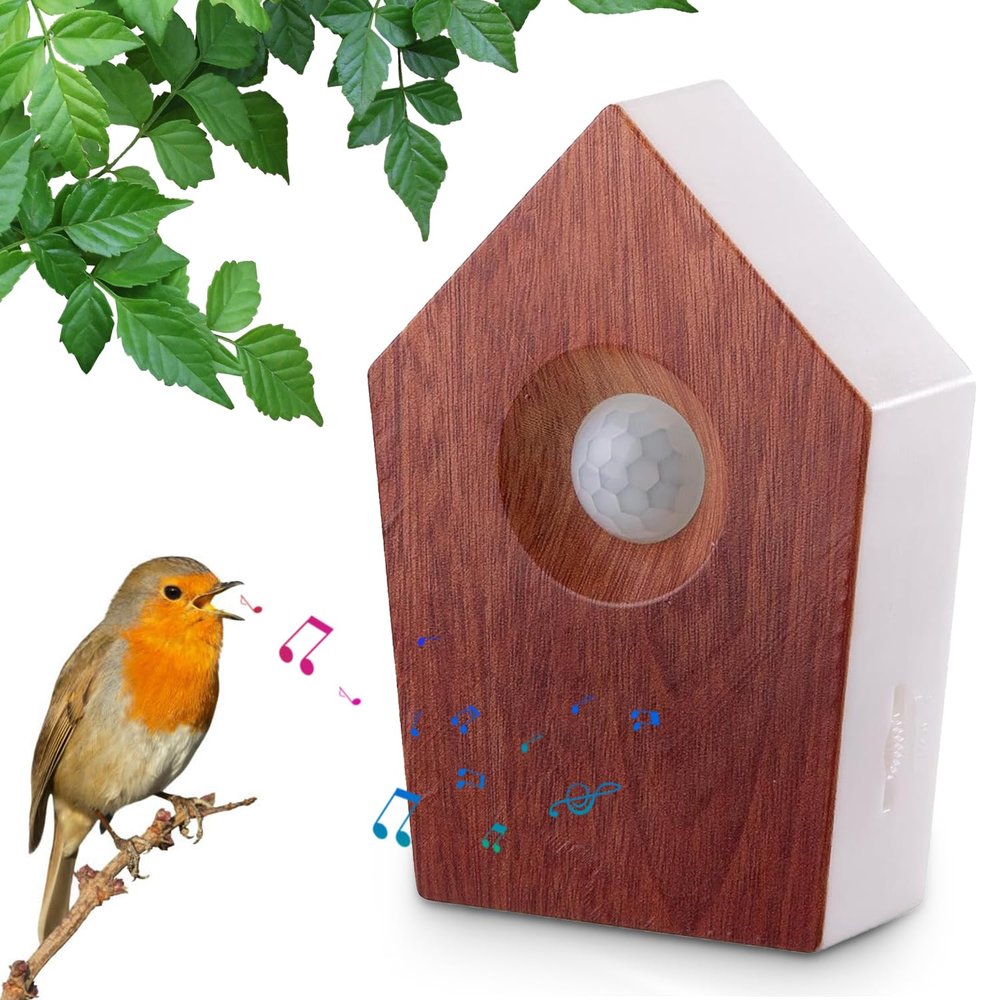 Bird Sound Box with Motion Sensor, Continuous Natural Bird Chirping for Relaxation & Stress Relief, Realistic Forest Ambience Sound for Bathroom, Bedroom, Office & Hallway