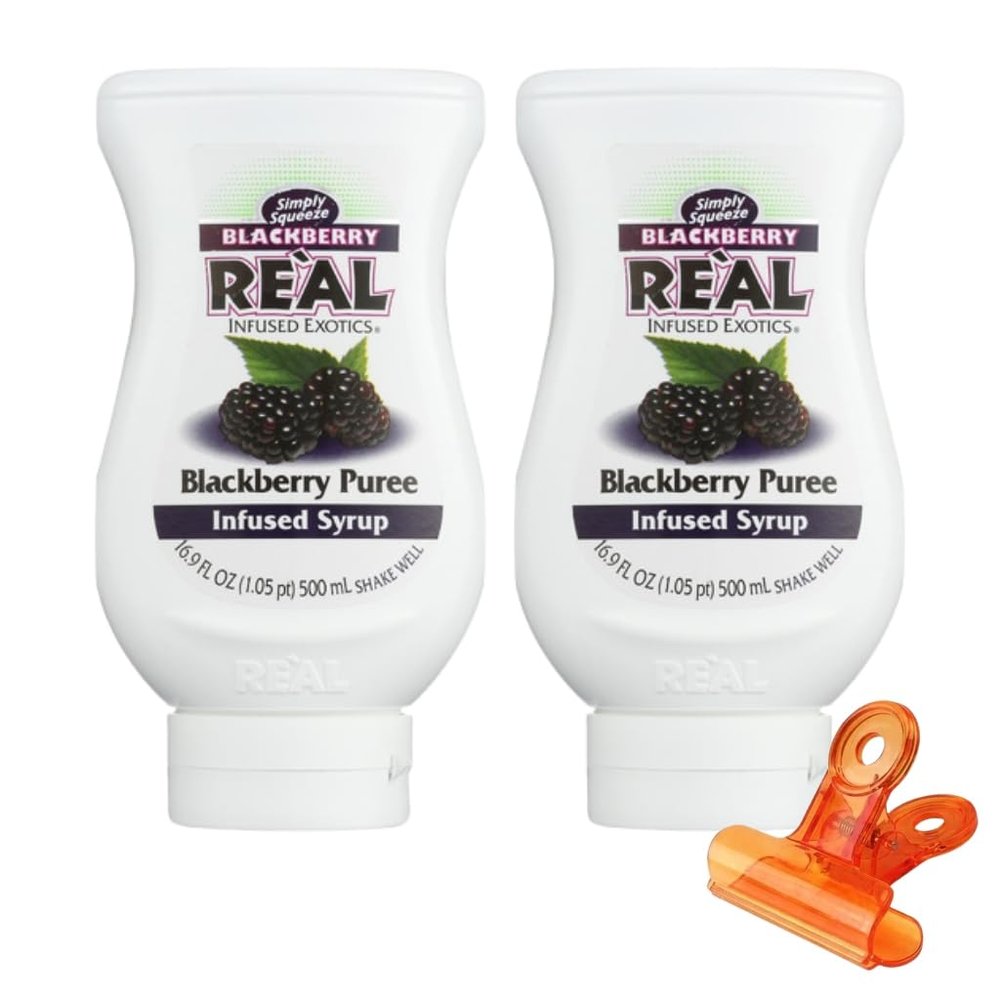 Blackberry Real Infused Exotics Syrup 16.9 fl oz Bottle Drinks and Desserts Puree Fruit and Blackberries with Food a Random Item Pack of 2