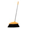 Totority Soft Bristle Broom with Dustpan, Wide Angle Household Sweeping Brush, Long Handle Non-Stick Hair Floor Broom for Indoor Outdoor Cleaning and Garage Use, Orange view 1