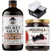 Bartenders Secret Sauce USDA Organic Demerara Syrup Rich Cocktail Syrup (16oz Bottle) Includes Cocktail Cherries (10.5oz), Ice Mold & Pump Handcrafted, Gluten-Free Perfect for Old Fashioneds, Tiki, Coffee & Desserts view 1