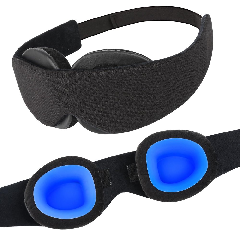 2026 Upgraded Sleep Mask for Dry Eyes Reusable Eye Mask for Men & Women 100% Blackout & Adjustable Moisture Goggle, Soft, Comfortable Ideal for Travel Black