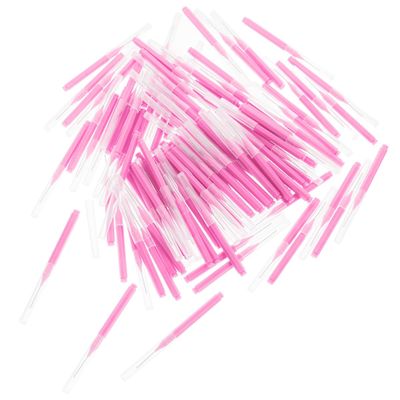 SKISUNO 200 Pcs Pink Interdental Brushes for Braces Soft Tufted Flossing Toothpicks Oral Cleaner Dental Picks for Teeth Cleaning and Gum Care