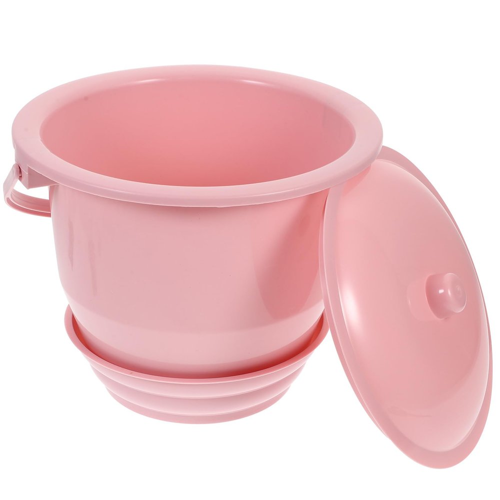 MAGICLULU Portable Urinal Bucket with Lid, Thickened Plastic Spittoon Pot for Home Use, Handheld Night Urine Pail Suitable for Elderly and Bedridden Patients, Red, 1pcs