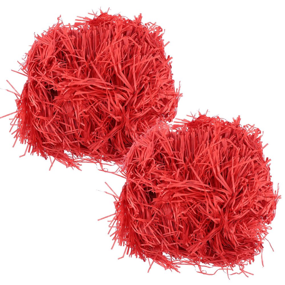 Adorainbow Red Crinkle Cut Raffia Grass Decorative Shredded Paper, 120g Pack, 2pcs Box Filler for Wrapping, Craft Projects, Party and Holiday Packaging Supplies
