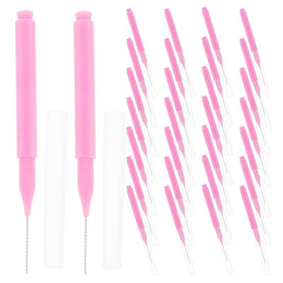 BIUDECO 200pcs Pink Interdental Brushes Oral Cleaning Brush Soft Bristles Gum Cleaning Tool for Braces Travel Household Dental Floss Picks