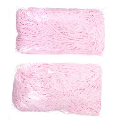 ARTIBETTER DIY Raffia Filament Box Filler Paper, 2pcs 200g Pink Shredded Filling Material for Boxes, Wedding and Holiday Packaging Supplies