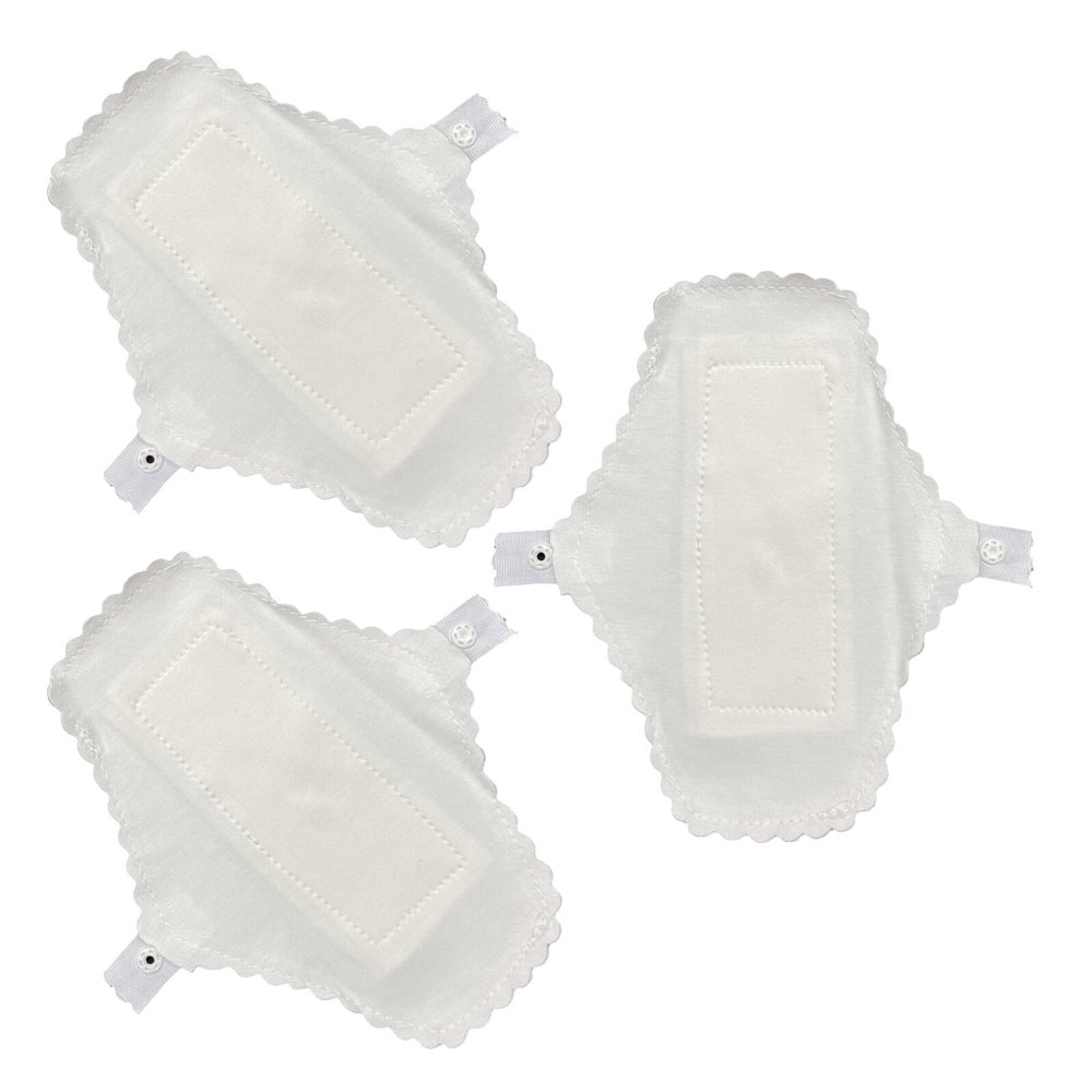 Abaodam Reusable Cotton Menstrual Pads 3pcs Set with Breathable Waterproof Layer 24cm Washable Sanitary Napkins for Pregnancy and Postpartum Feminine Care