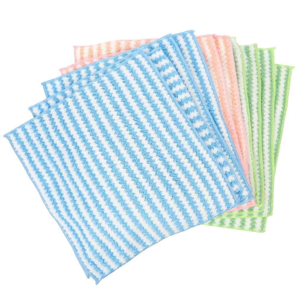 Beaupretty 10pcs Multi-Function Microfiber Kitchen Dish Towels 25x25cm Water Absorbent Quick Drying Cleaning Cloths for Household Dishwashing Random Color
