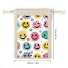 VTCTOASY Pastel Color Happy Face 8 Pcs Burlap Gift Bags with Drawstring Reusable Wrapping Bags for Birthday Party Favors view 2