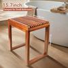 RUIERS Compact Teak Shower Bench 15.7 Heavy Duty 500 lbs, Waterproof Bath Stool for Small Walk-in Shower, Elderly & Disabled Safe Shower Seat view 3