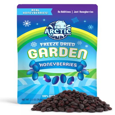 Arctic Farms Freeze-Dried Organic Honeyberries, Tart-Sweet Superfruit Snack, No Sugar Added, Gluten-Free, Vegan, Grown in North America (Large Bag)
