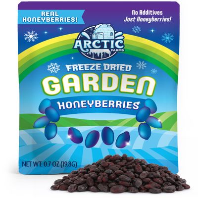 Arctic Farms Freeze-Dried Organic Honeyberries, Tart-Sweet Superfruit Snack, No Sugar Added, Gluten-Free, Vegan, Grown in North America (Small Bag)
