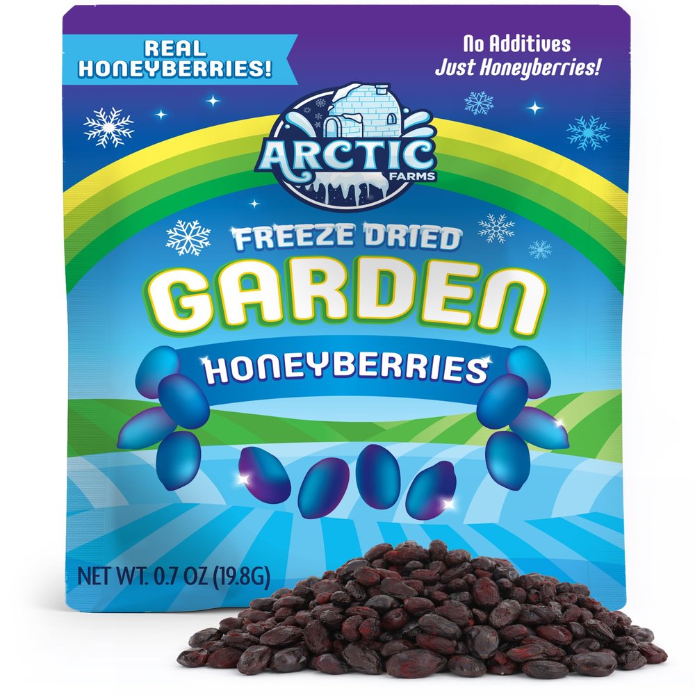 Arctic Farms Freeze-Dried Organic Honeyberries, Tart-Sweet Superfruit Snack, No Sugar Added, Gluten-Free, Vegan, Grown in North America (Small Bag)