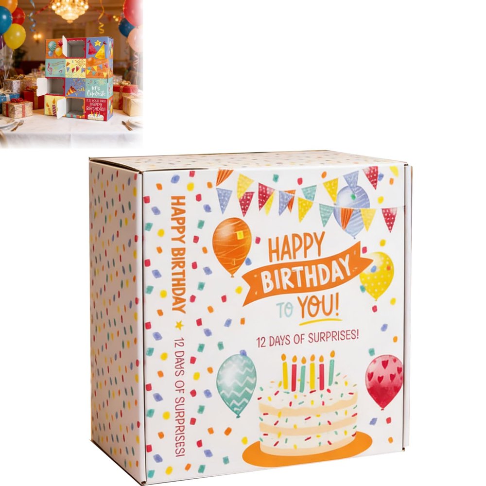 12 Days Birthday Countdown Calendar Gift Box,2026 DIY Fill Your Own Countdown Box Fill It Yourself Empty Boxes with Large Inner Boxes for Home Celebration Daily Surprise