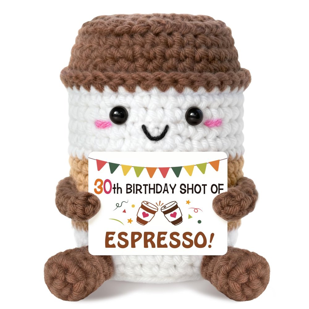 30th Birthday Gifts Coffee Cup Crochet - Positive Emotional Support 30th Birthday Decoration for Women/Men Mug, 30 Years Old Bday Gift for Mom Dad Friend Sister Brother Wife Husband Coworkers.