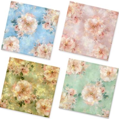 Retro Floral Guest Napkins - 50Pcs, 2Ply, 6.5 x 6.5 Inches