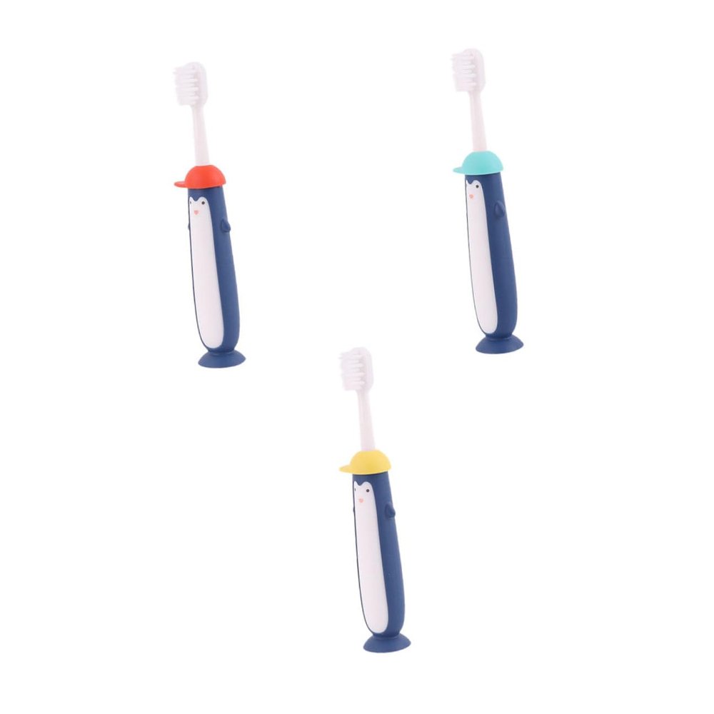 CHICAMPERA Manual Toothbrush 3pcs Set with Extra Soft Bristles, Cartoon Design, for Age 3-12, Oral Care Teeth Cleaning Brush for Boys and Random Color