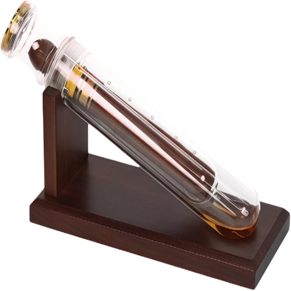 AFLEPCBRQ Handmade Glass Cigar Humidor SetExquisite Base & Wooden Plug, Cigar Incense Glass Tube Set, Humidity Control
