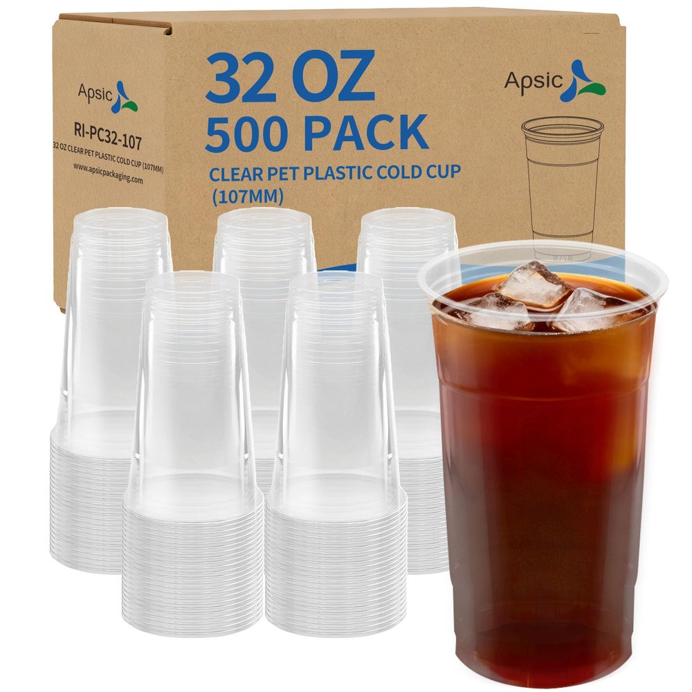 1000 Pack 12oz 92MM Clear PET Disposable Cups Iced Coffee Juice Cold Drink