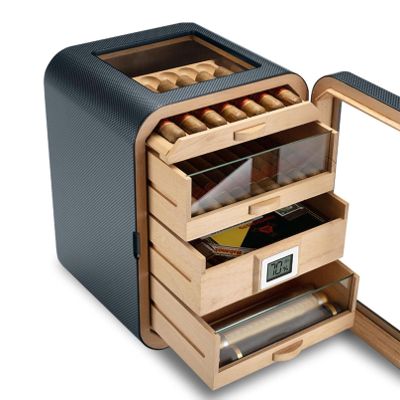 110 Count Cigar Humidor with Digital Hygrometer, Desktop Acrylic Humidifier, Transparent Skylight, Ideal for Cigar Enthusiasts, Perfect for Home or Office Use