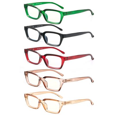 JOLISU 5 Pack Reading Glasses For Women,Blue Light Blocking Computer Reader Spring Hinge Eyeglasses +1.25