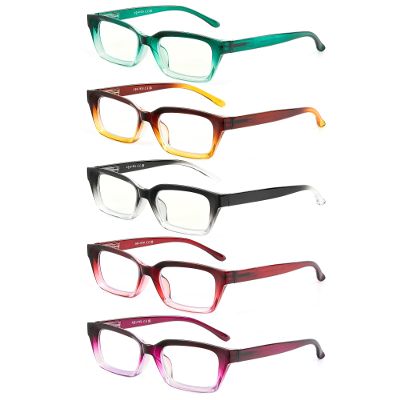 JOLISU 5 Pack Reading Glasses For Women,Blue Light Blocking Computer Reader Spring Hinge Eyeglasses +1.50