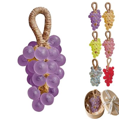 Jiaohua Grapes Soap, Grapes Soap on a Rope, Natural Grape Extract Bar Soap, Handmade Cluster Shaped Soaps, DIY Exquisite Home Decor, for Hands & Body With Box (Purple)