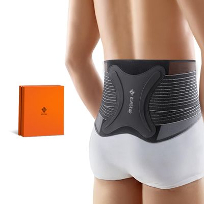 BSRSTAR Ultra-Thin Back Brace, Lightweight Lower Back Support with Breathable Mesh, Memory Support Core, Flexible, Invisible & Comfortable for All-Day Wear (Black, Size XL)
