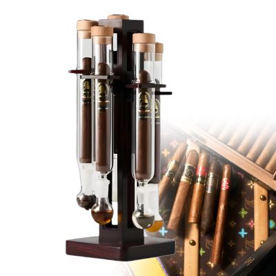 Cigar Infuser & Aging Kit with Temperature & Humidity Monitor - 5-7 Day Display, Wooden Tasting Station, 5/10 Tube Options - Perfect for Cigar Aficionados