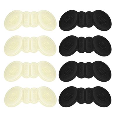 4 Pairs Non-Slip Heel Grips Inserts, Foam Heel Pads for Shoes that are Too Big, Cushioned Heel Protectors to Prevent Blisters & Pain, Unisex for Women & Men, Black and Beige