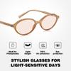 Murddoa Rose Tinted FL-41 Migraine Glasses for Light Sensitivity and Photophobia,Indoor/Outdoor Fluorescent LED Eyewear (50% Tinted,Coffee Brown Frame) view 4