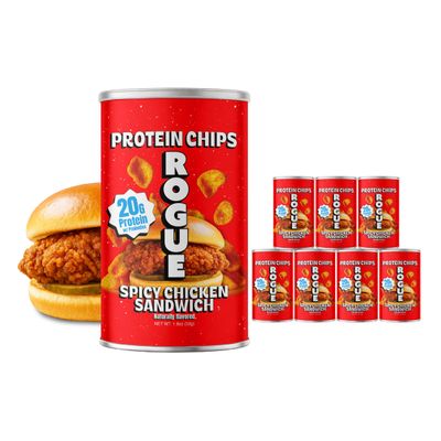 Rogue Protein Snacks, Spicy Chicken Sandwich Protein Chips (8-pk) - 20g Of Protein, No Seed Oils, No Artificial Ingredients, With 1B+ Active Probiotics, Flavor Blasted Healthy Snack