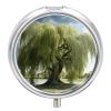 Willow Tree Pill Case with 3 Compartment Exquisite Travel Pill Organizer Portable Round Pill Box Mini Pill Container Metal Vitamin Medicine Container for Man&Women view 1
