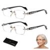 Frameless Reading Glasses Anti-Blue Light Clear Lens Rimless Blue-Light Glasses Eyewear with Diamond-Cut Edge for Men Women view 1