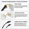 Frameless Reading Glasses Anti-Blue Light Clear Lens Rimless Blue-Light Glasses Eyewear with Diamond-Cut Edge for Men Women view 3