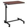 Wqacix Adjustable Bedside Table with Casters, Featuring Lockable Wheels; Compact, Upright, Portable Computer Desk Suitable for Sofa Hospital Reading Eating, Dark Wood Grain view 1