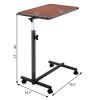 Wqacix Adjustable Bedside Table with Casters, Featuring Lockable Wheels; Compact, Upright, Portable Computer Desk Suitable for Sofa Hospital Reading Eating, Dark Wood Grain view 2