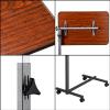 Wqacix Adjustable Bedside Table with Casters, Featuring Lockable Wheels; Compact, Upright, Portable Computer Desk Suitable for Sofa Hospital Reading Eating, Dark Wood Grain view 3