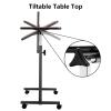 Wqacix Adjustable Bedside Table with Casters, Featuring Lockable Wheels; Compact, Upright, Portable Computer Desk Suitable for Sofa Hospital Reading Eating, Dark Wood Grain view 4