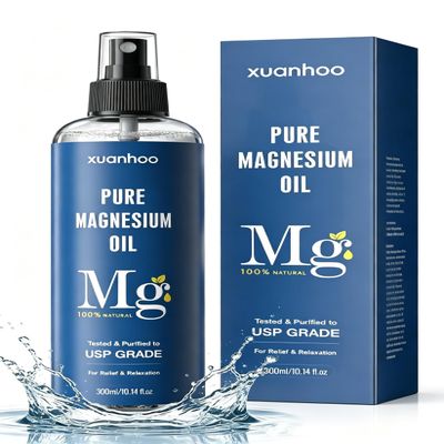 Pure Magnesium Oil Spray 10.14oz,Mg Oil for Feet-Topical Magnesium Spray for Sleep & Feet - Extra Strength - 100% Natural and Organic Oil for Muscle Pain & Cramps& Migraines - Less Sting & Itch