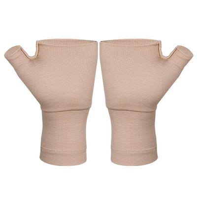GLEAVI Fingerless Arthritis Compression Gloves with Level 2 Elastic Wrist Support, Skin Tone, Small Non-slip Relief Gloves for Hand, Suitable for Sports and Daily Use