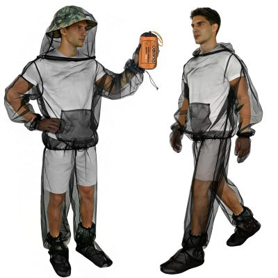 IC ICLOVER Mosquito Jacket, Bug Jacket with Hood, Pants, Mitts & Socks for Men Women, Mosquito Net Suit for Gardening Fishing Outdoor Full Body Protection from Fly Insets No-See-Ums Bugs (S/M)