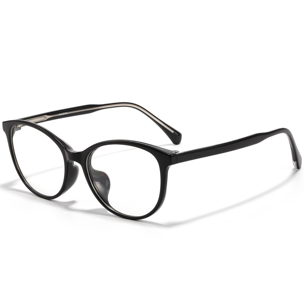 ANRRI Cat Eye Blue Light Blocking Glasses for Women, Trendy Retro Stylish Computer Glasses, Anti Eye Strain & UV Protection Cateye Black Frame