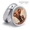 Elephants Pill Box 3 Compartment Round Metal Pill Organizer Portable Mini Travel Medicine Case with Mirror Cute Medicine Container Holder for Pocket Purse view 2