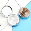 Elephants Pill Box 3 Compartment Round Metal Pill Organizer Portable Mini Travel Medicine Case with Mirror Cute Medicine Container Holder for Pocket Purse view 3